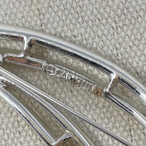 Sarah Coventry Silver Tone Vintage Leaf Brooch Pin Modern Minimal Art - Picture 5 of 7